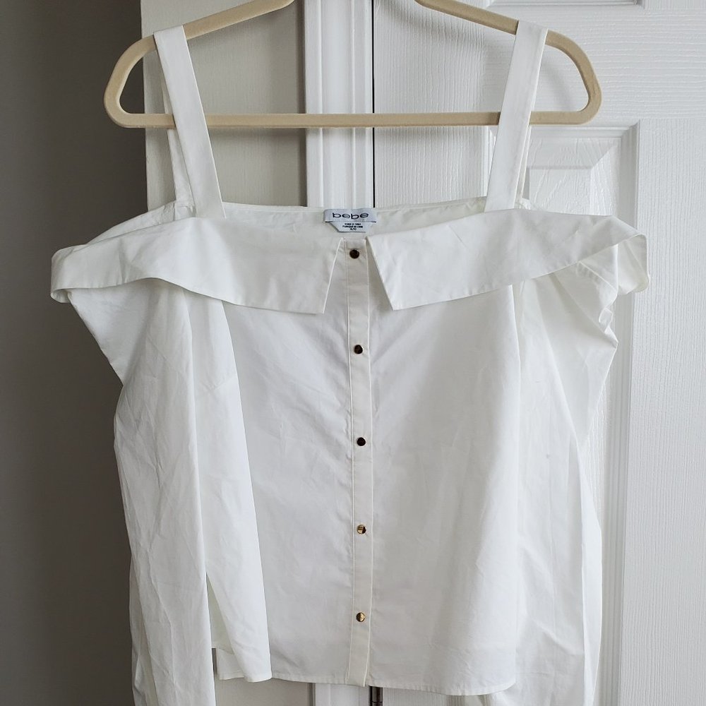 Bebe White Off Shoulder Blouse